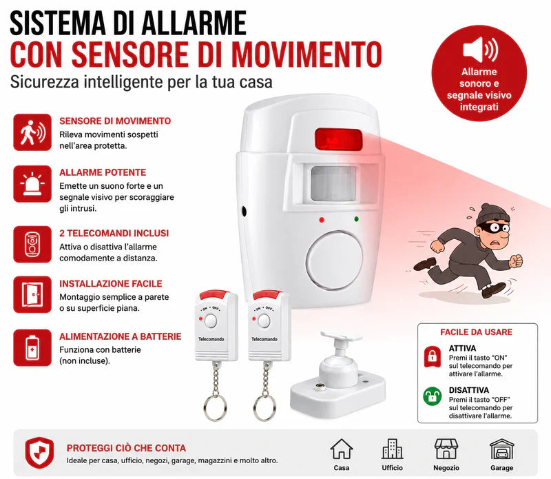 Allarme Sensore Wireless Sicurezza